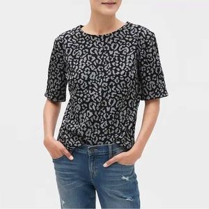 Banana Republic Factory Leopard Print Crossover-Sleeve Top